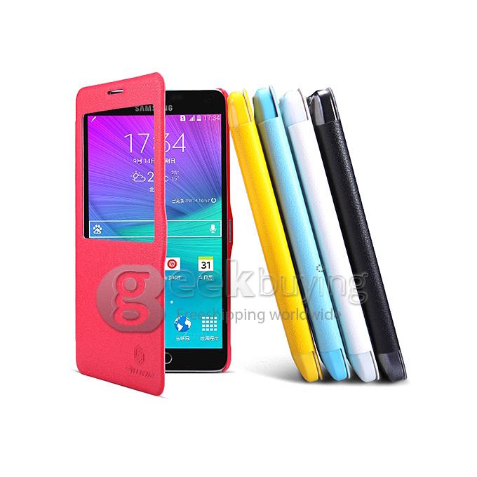 Nillkin Fresh Series Polycarbonate Flip Stand Leather Case for SAMSUNG Galaxy NOTE4/N9100 - Red