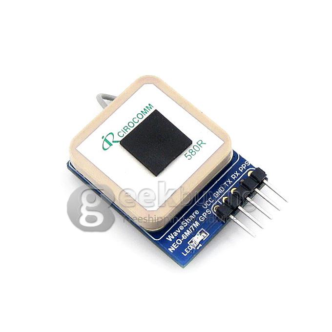 UART GPS Module U-blox NEO-6M Onboard Curved / Horizontal Pinheader with Antenna