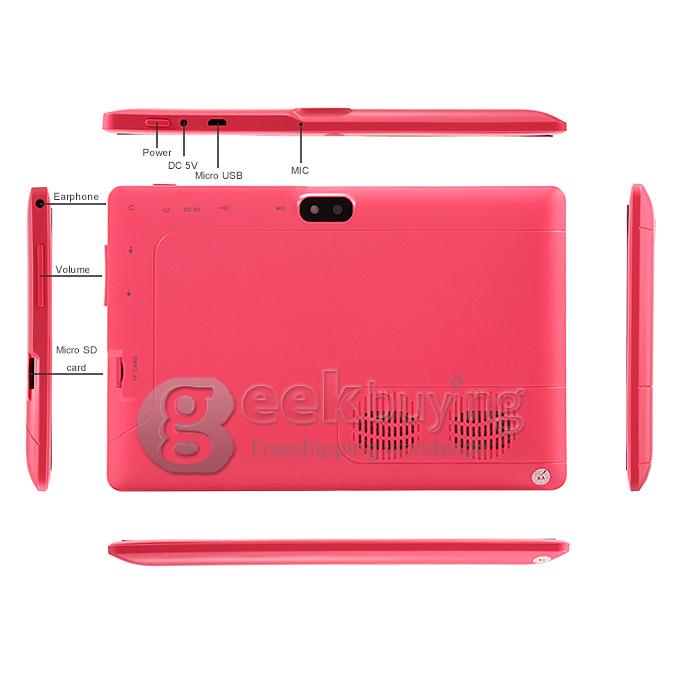 Q89 Allwinner A23 7 Inch Tablet PC Android 4.4 OS 4GB ROM Dual Cameras with Flash Big Horn - Pink