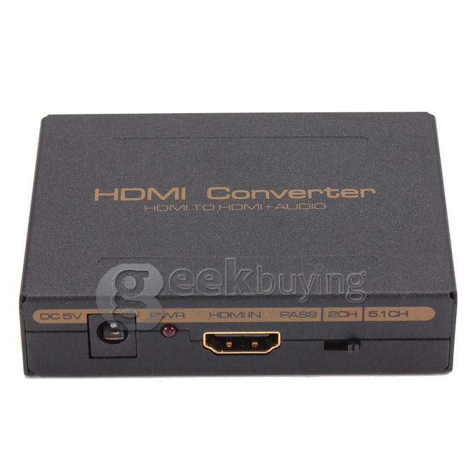 Full HD 1080P HDMI Input to HDMI SPDIF R/L Audio Decoder Output Converter Box Adapter Support 5.1/7.1 with Audio EDID
