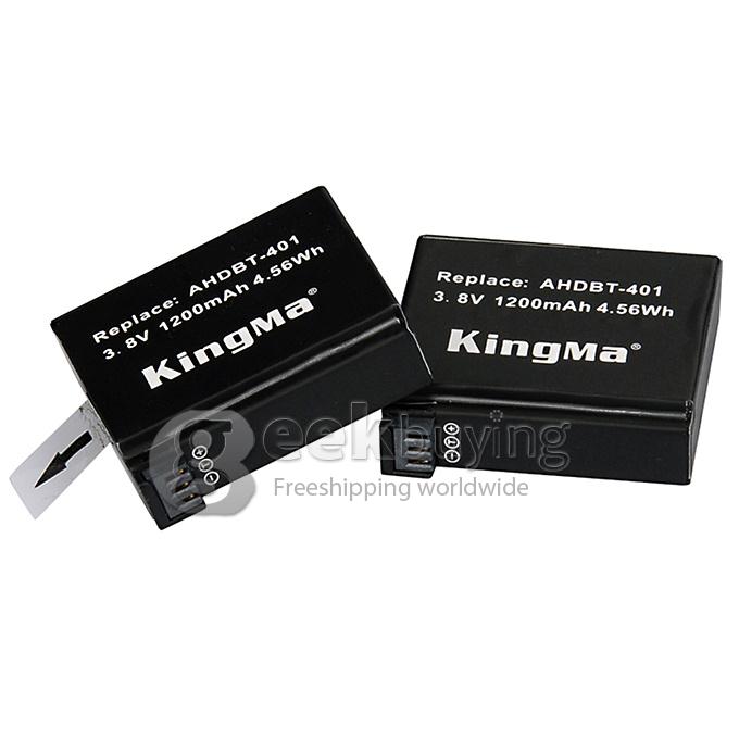 Kingma 2 x 1200mAh Backup Battery AHDBT-401 Camera Battery for Gopro Hero 4 HD Camera