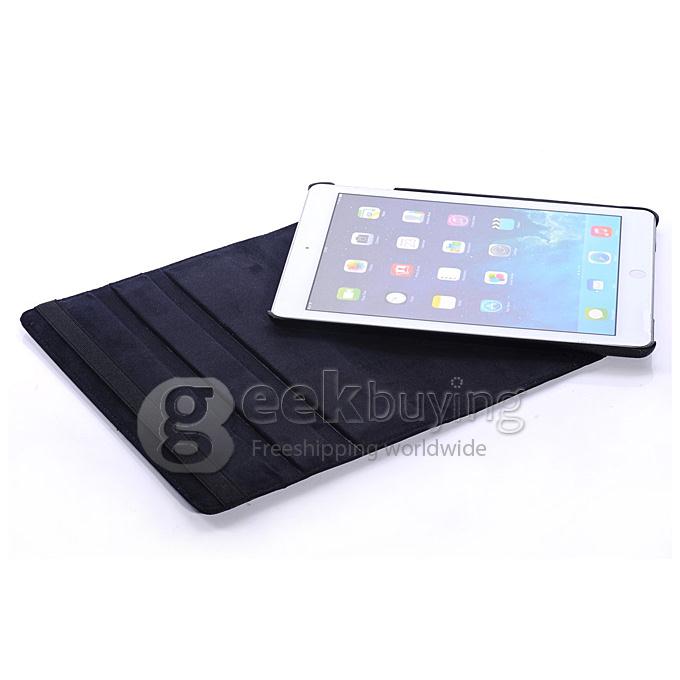 New Lychee Texture 360 Degree Rotating Holder Protective Leather Case Cover for iPad Air 2 - Black