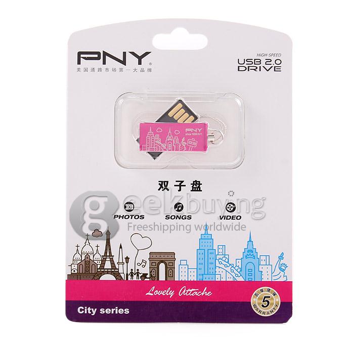 PNY Lovely Attache Rotatable USB 2.0 32GB Flash Drive U Disk Memory Stick USB Drive - Pink