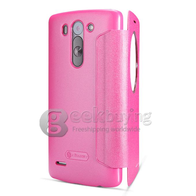 Nillkin Stars Series Polycarbonate Flip Stand Leather Case for LG G3 Beat 5.0inch - Pink