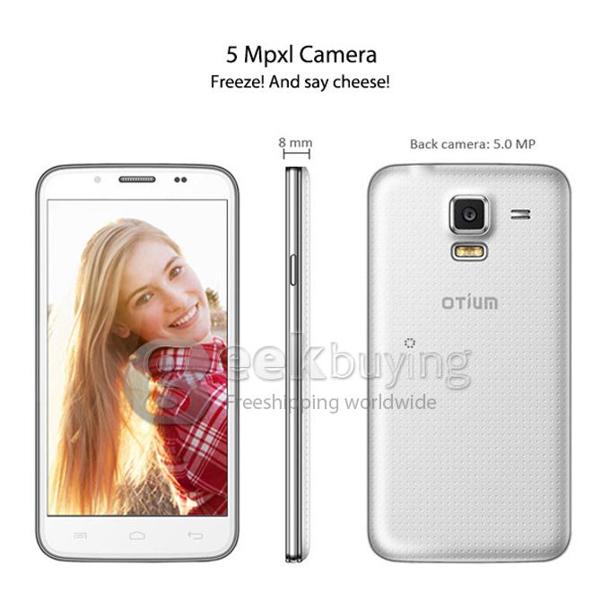 OTIUM S5 MTK6582 Quad Core 1.3GHz 5.0 Inch Android 4.4 OS Smartphone 4GB ROM 5.0MP Dual Camera Dual SIM IPS 3G GPS-White