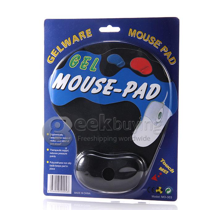303 Ergonomically Comfort Wrist Rest Game Mouse Pad Mice Mat for Optical/Trackball Mouse - Black