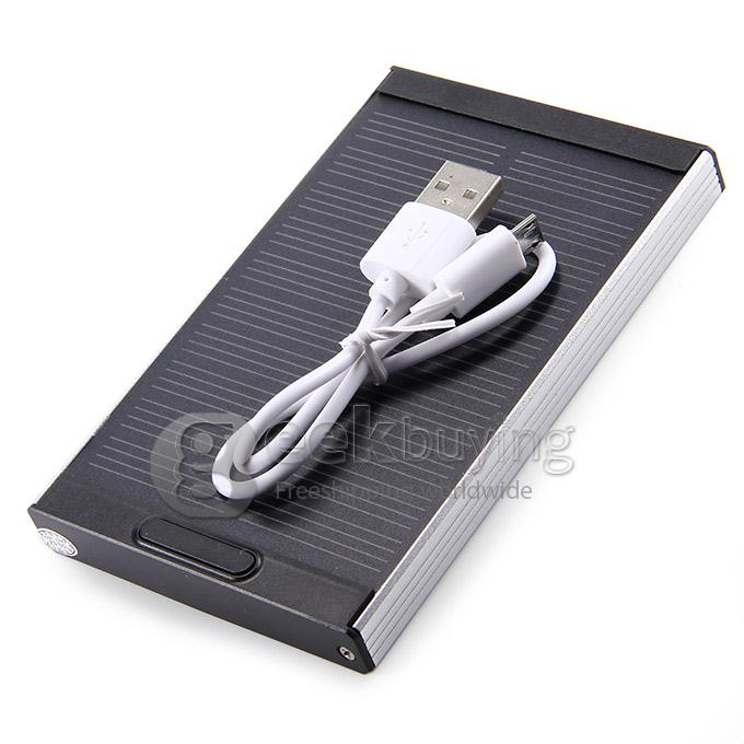 5000mAh 5V/2A Solar Charger Panel Power Bank External Battery for Cell Phone Mobile Device - Siver