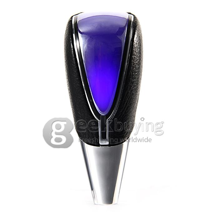 Touch Activated RGB LED Light Shift Knob Whole Luminous PU Leather Cover - Black