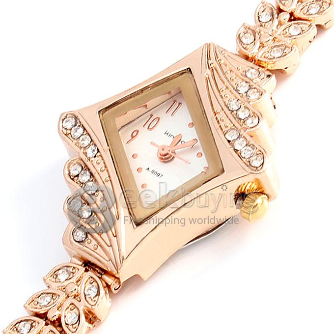 King-girl A-9097 Women's Diamante Dial Alloy Band Analog Quartz Wrist Watch - White