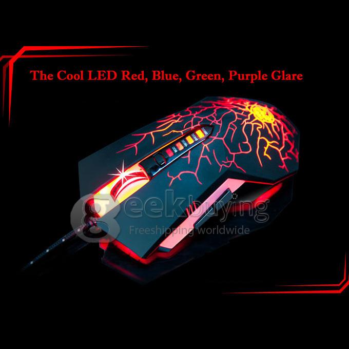 WFIRST X900-M Tarrasque Glare 3600DPI Wired USB Optical Gaming Mouse with 4-Color Breathing Light for DOTA PC