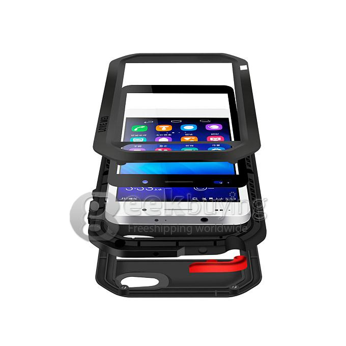 Love Mei Heavy Duty Rugged Aluminum Metal Cover Shockproof Waterproof Case for HUAWEI Honor 6 - Black