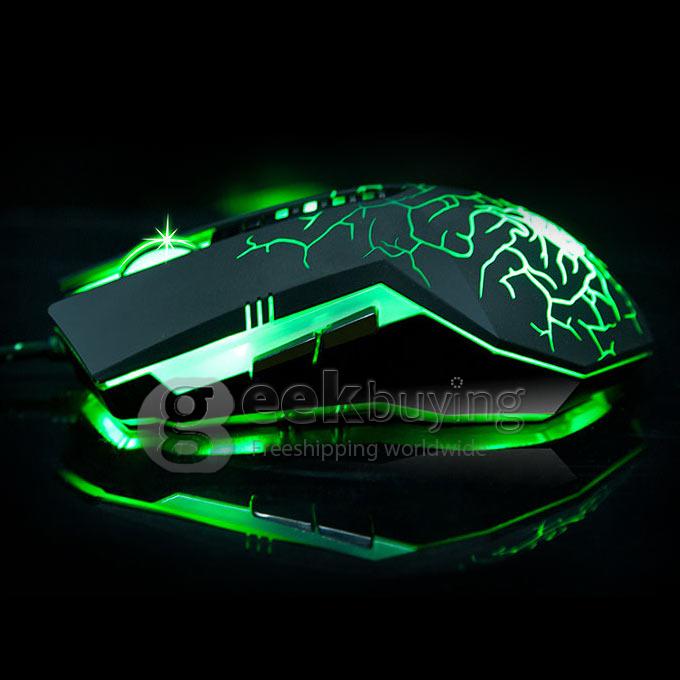 WFIRST X900-M Tarrasque Glare 3600DPI Wired USB Optical Gaming Mouse with 4-Color Breathing Light for DOTA PC