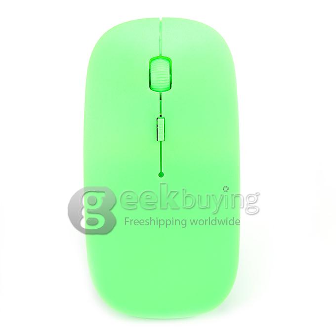 Ultra Slim Wireless USB 2.4GHz Optical Mouse Mice 800 / 1600 DPI Support Mac OS/Windows - Green