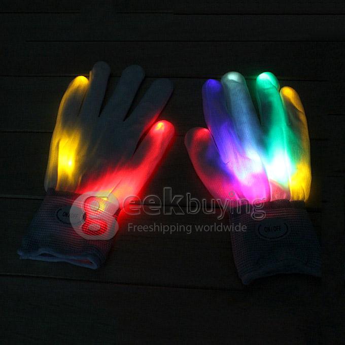 LED Flashing Light Gloves Colorful 6 Modes fit for Halloween & Christmas