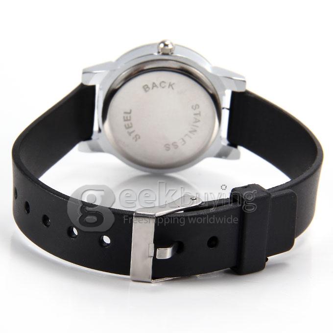 JW A-5707 Couple's Simple Fashion White Dial PU Strap Analog Quartz Watch with Diamond for Woman - White