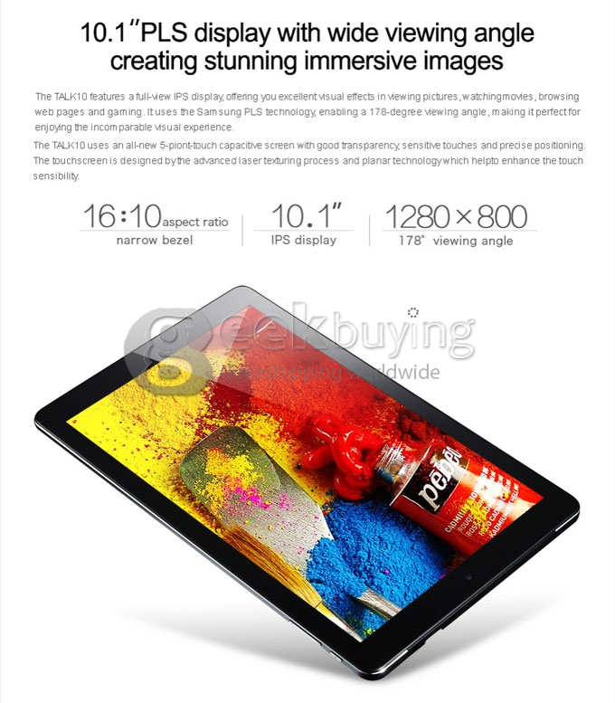 CUBE TALK10 U31GT MTK8382 Quad Core 10.1 Inch Tablet PC Android 4.4 OS IPS 1280*800 1GB RAM 16GB ROM 3G BT GPS - Blue
