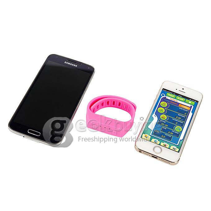 LC Healthy Smart Anti-Theft Sport Bluetooth 4.0 Wrist Band Bracelet Hand Ring for Android IOS - Pink