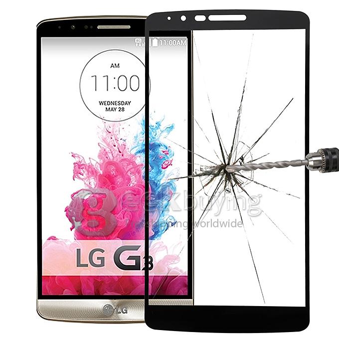 New 0.3mm Tempered Glass Screen Protector Anti-Shatter Fingerprint Proof Film with Oleophobic Coating for LG G3 - Black