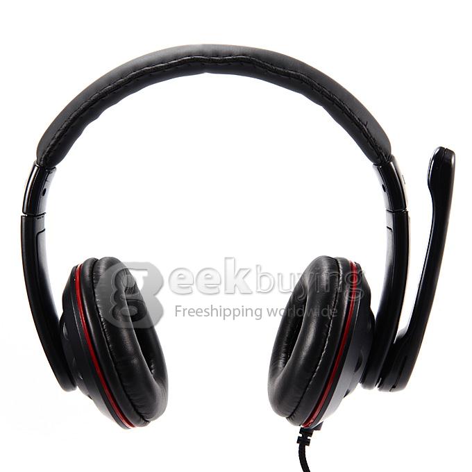 OVLENG X5 Over-Ear 3.5mm Powerful Bass Stereo Headphone Headset Earphone with Mic for PC - Red
