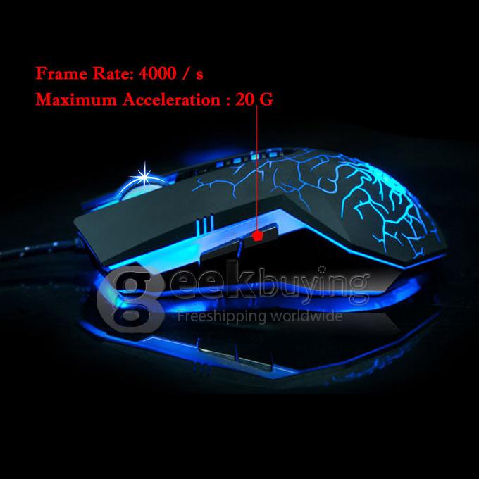 WFIRST X900-M Tarrasque Glare 3600DPI Wired USB Optical Gaming Mouse with 4-Color Breathing Light for DOTA PC