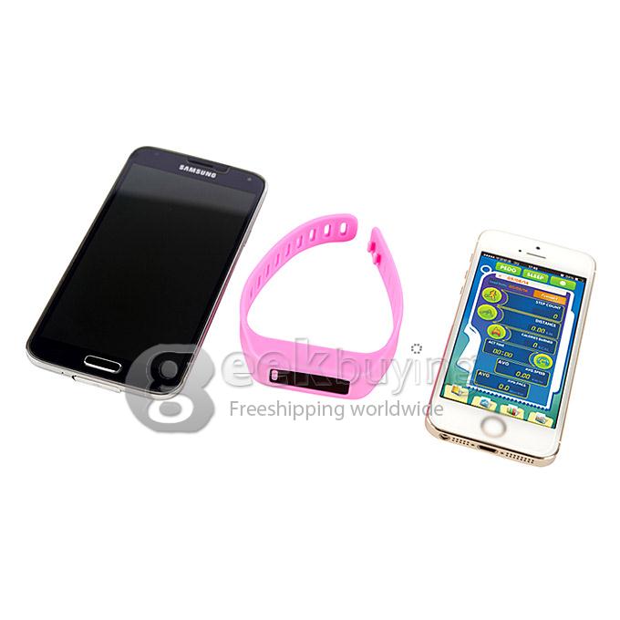 LC Healthy Smart Sport Bluetooth 4.0 Wrist Band Bracelet Hand Ring with Screen Sleeping Fitness Running Ped - Pink