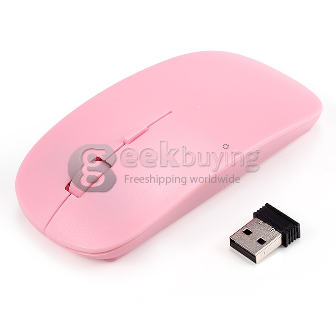 Ultra-Slim USB 2.4GHz Wireless Mouse support Mac OS/Windows - pink