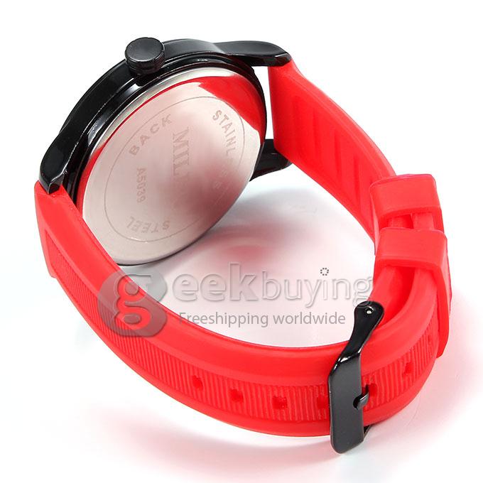 MILER A5039 Unisex Fashion Colorful Silicone Band Quartz Analog Sport Wrist Watch - Red