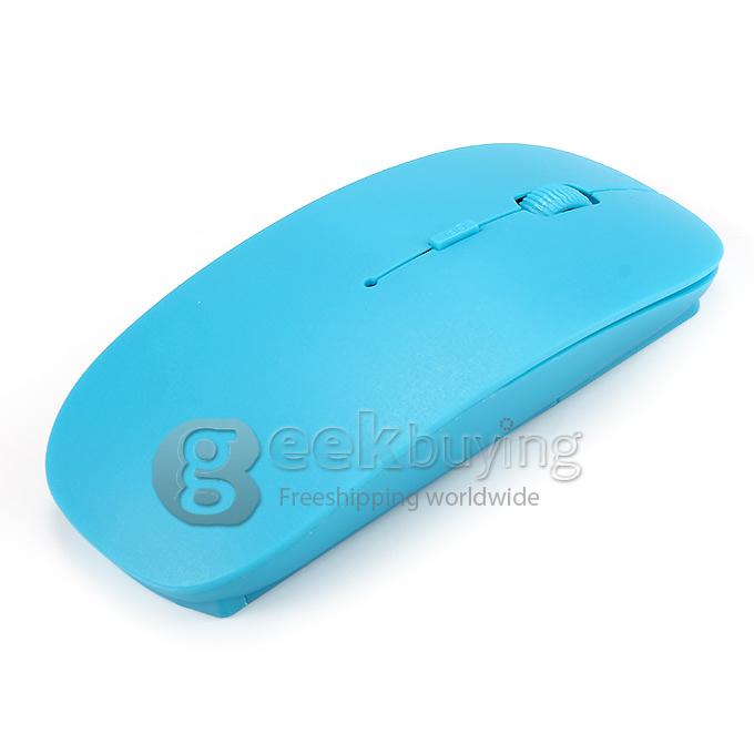 Ultra Slim Wireless USB 2.4GHz Optical Mouse Mice 800 / 1600 DPI Support Mac OS/Windows - Light Blue