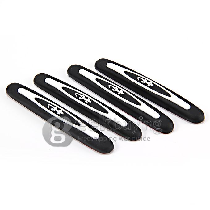 4pcs Auto Car Side Door Edge Protection Guards Stickers - Black+white