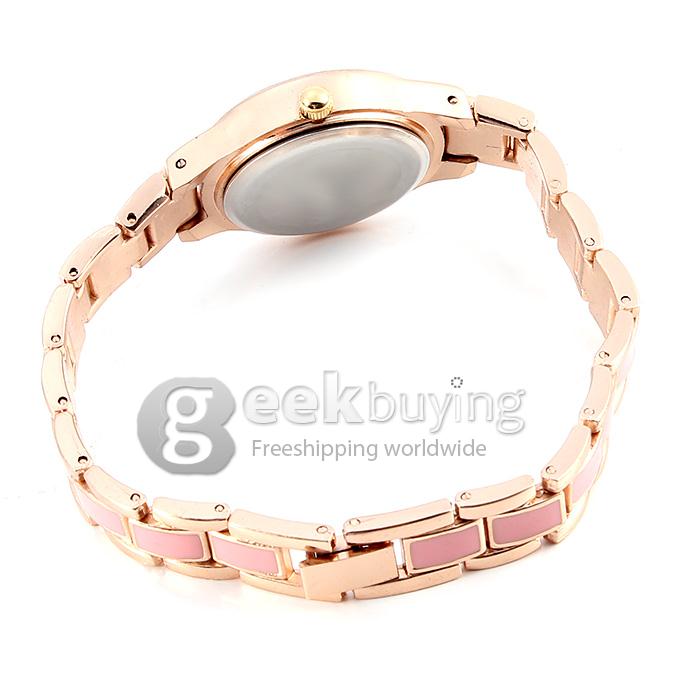 King-girl 9239 Women's Rhinestone Round Dial Alloy Band Analog Quartz Bracelet Watch - Pink