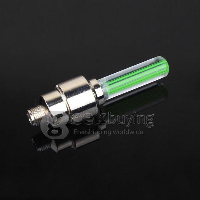 Bicycle Valve Glo-Sticks Type Cap Light Wind-Fire Rings Lamp Battery Included for Woods Valve & Schrader Valve - Green