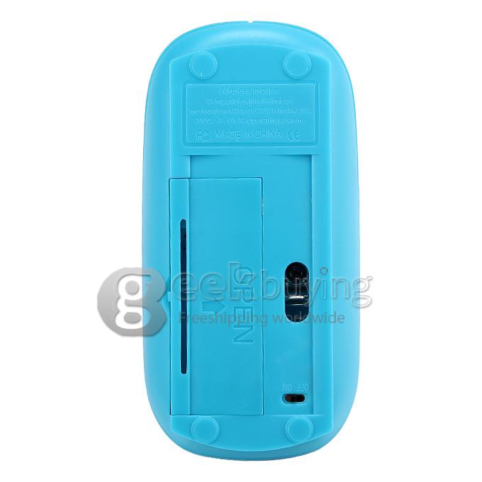 Ultra Slim Wireless USB 2.4GHz Optical Mouse Mice 800 / 1600 DPI Support Mac OS/Windows - Light Blue
