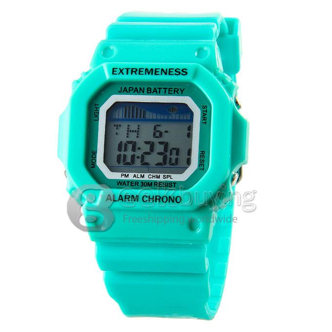 SKMEi 6918 Childern Fashion LED Water Resistant PU Strap Digital Quartz Sport Watch - Green