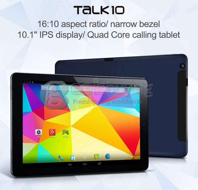 CUBE TALK10 U31GT MTK8382 Quad Core 10.1 Inch Tablet PC Android 4.4 OS IPS 1280*800 1GB RAM 16GB ROM 3G BT GPS - Blue