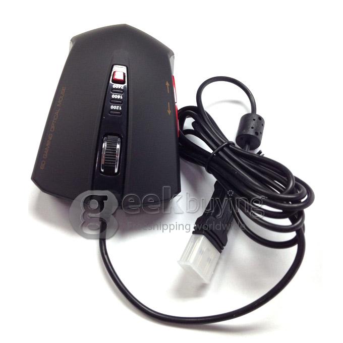 WFIRST DENON X6000-M Wired USB 2400DPI Gaming Mouse 6D Optical Mouse DPI Changeable with Backlit for DOTA LOL - Black