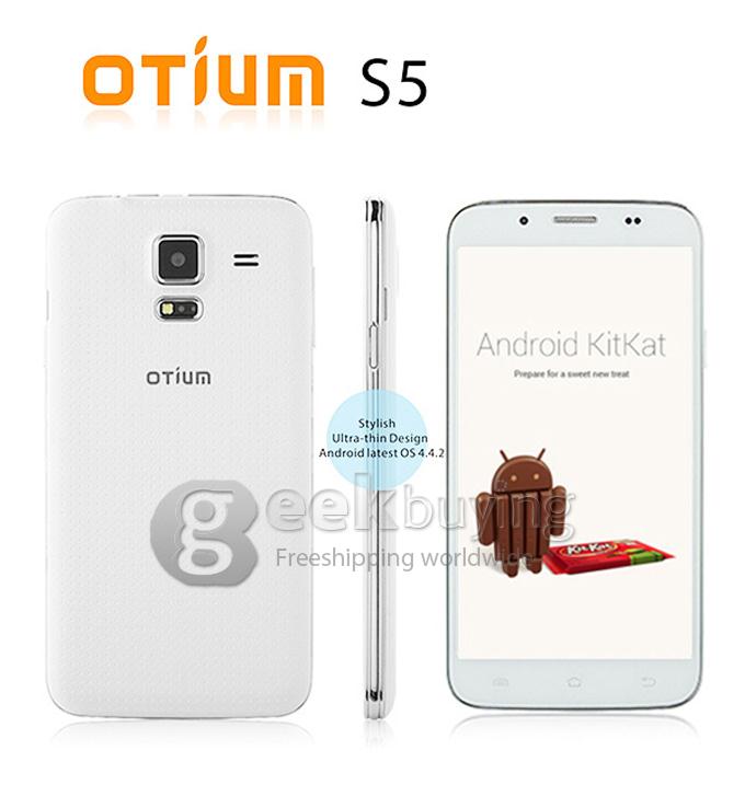 OTIUM S5 MTK6582 Quad Core 1.3GHz 5.0 Inch Android 4.4 OS Smartphone 4GB ROM 5.0MP Dual Camera Dual SIM IPS 3G GPS-White