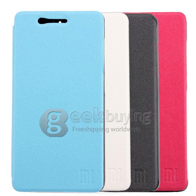 High Quality Protective Cover Flip Stand Leather Case for Xiaomi Mi4 M4 - White