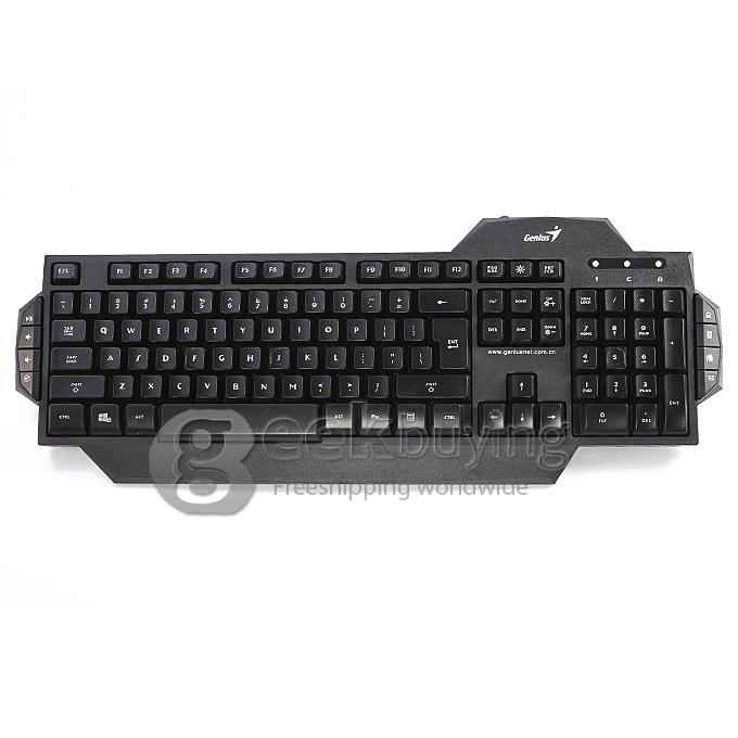 Genius K7 USB Wired Blue/Red LED Backlit 104-Key Keyboard with 8 Multi-media Hotkeys - Black