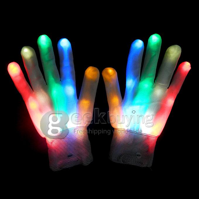 LED Flashing Light Gloves Colorful 6 Modes fit for Halloween & Christmas