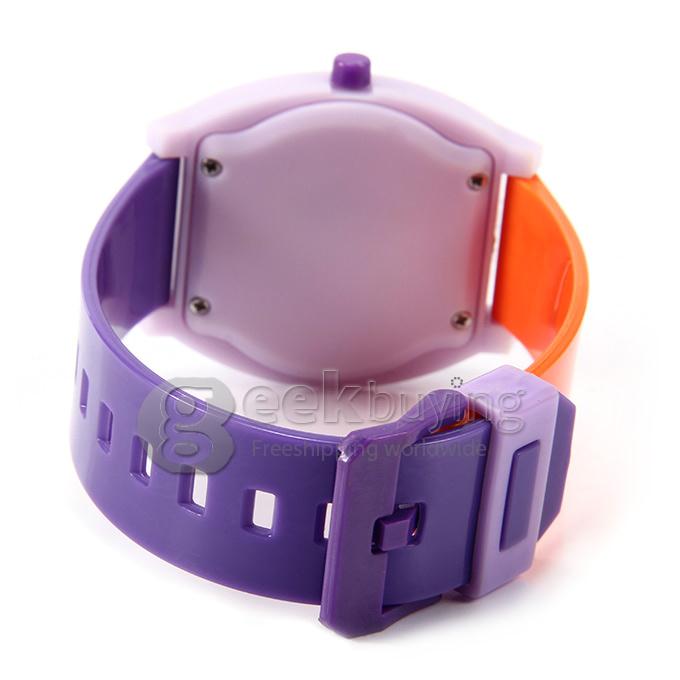 MILER A1238 Children Fashion Colorful Silicone Band Quartz Analog Sport Wrist Watch - Orange & Purple