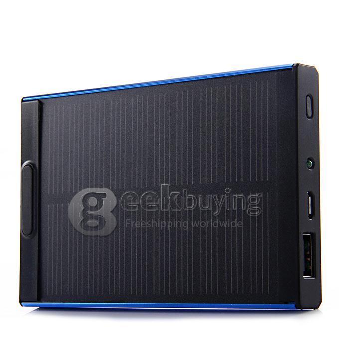 5000mAh 5V/2A Solar Charger Panel Power Bank External Battery for Cell Phone Mobile Device - Blue