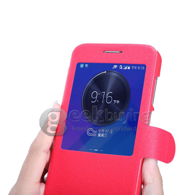 Nillkin Fresh Series PolyCarbonate Flip Stand Leather Case for HUAWEI C199 - Red