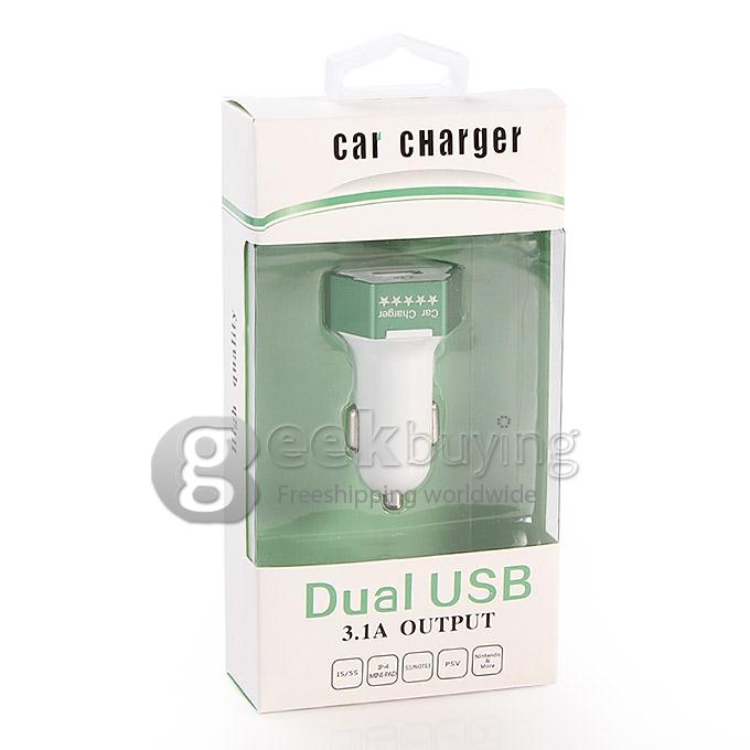 ES-04 Universal Hexagon 3.1A Dual USB Port Car Charger Adapter for iPhone 6 Plus Samsung Galaxy Cellphone Table - Green