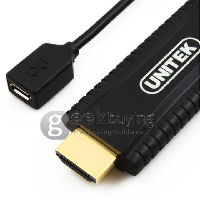 UNITEK Y-5303 HDMI Female to VGA Female Flat Cable Converter Support 1080P with Micro USB Female Port - Black