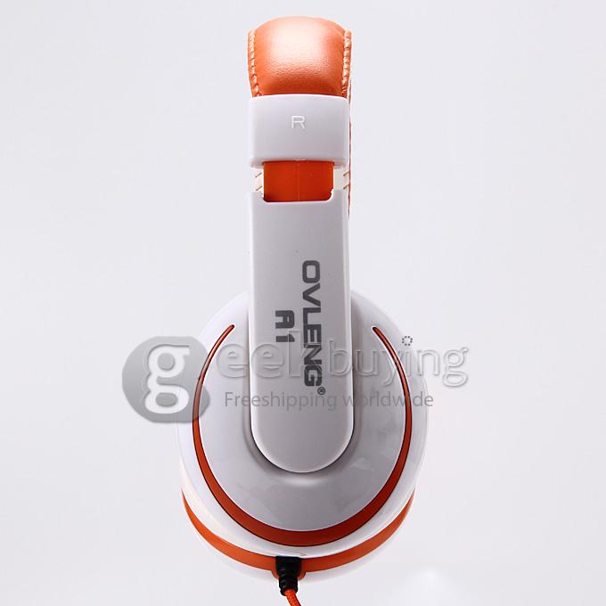 OVLENG A1 3.5mm Super Bass Stereo Headphone Headset with Mic for Phone Tablet PC iPod iPhone iPad - Orange
