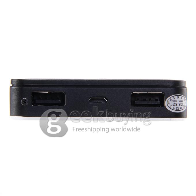 Dual USB High Capacity 15000mAh Mobile Solar Battery Charger Power Bank for Phone Tablet Camera Device - Black