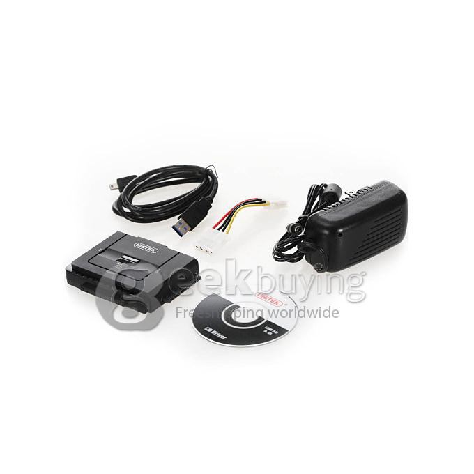 UNITEK Y-3321 Super Speed USB3.0 to IDE + SATA Hard Disk Drive HDD Docking Converter Adapter (US plug) - Black