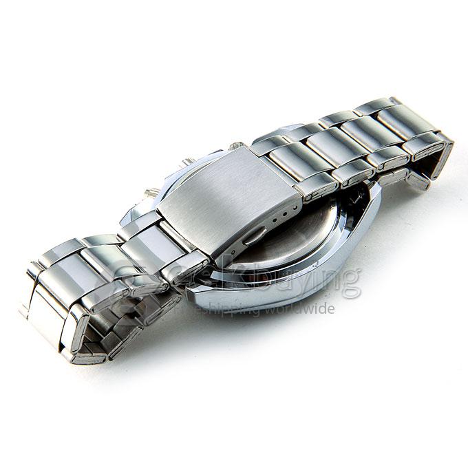 ZHONGYI Z-852 Fashion Black Dial Steel Band Analog Quartz Watch for Man - Silver