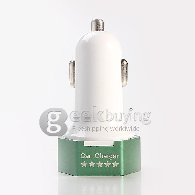 ES-04 Universal Hexagon 3.1A Dual USB Port Car Charger Adapter for iPhone 6 Plus Samsung Galaxy Cellphone Table - Green
