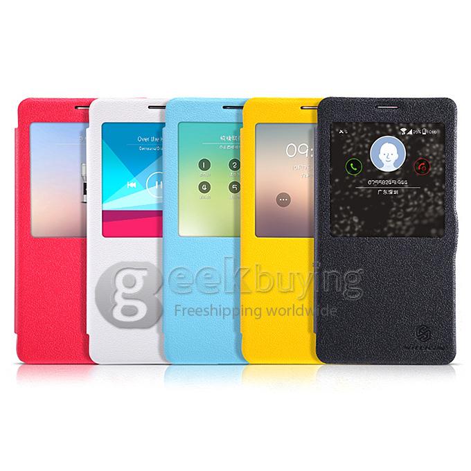 Nillkin Fresh Series Polycarbonate Flip Stand Leather Case for SAMSUNG Galaxy NOTE4/N9100 - Red